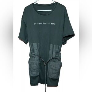 Women’s Stretch Tunic Shirt with Belt & Pockets Size 2X